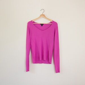 Halogen Ribbed V-Neck Top XL